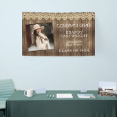 Rustikales Land Holz und Spitzen mit Foto Abschlus Banner (Messeveranstaltung)