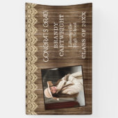 Rustikales Land Holz und Spitzen mit Foto Abschlus Banner (Vertikal)