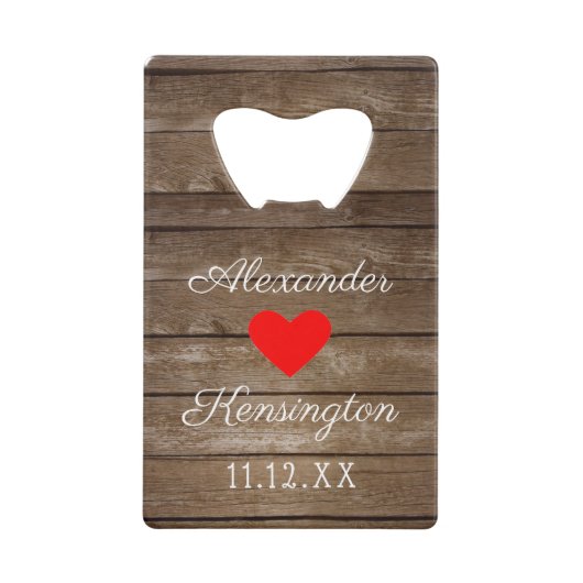 Rustikales Land-hölzernes Blick-Hochzeits-Bier Geldbeutel Flaschenöffner (Rückseite)