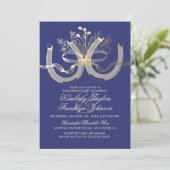 Rustikales Land-Hufeisen-Gold-Engagement-Partei Einladung (Stehend Vorderseite)