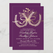 Rustikales Land-Hufeisen-Gold-Engagement-Partei Einladung (Vorne/Hinten)