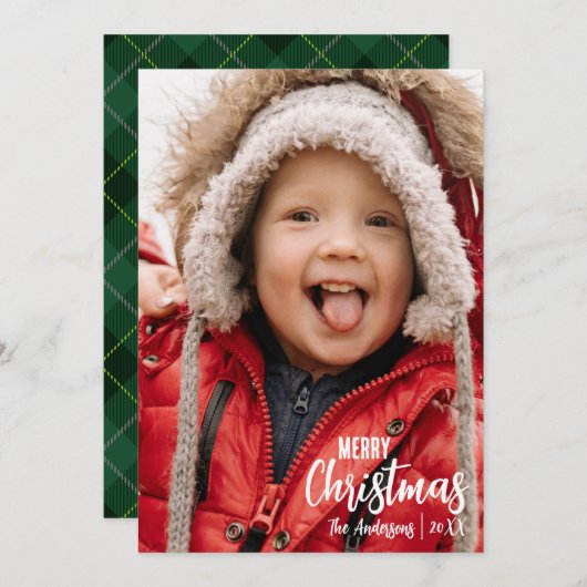 Rustikales Land Kariert Frohe Weihnachten Familie (Vorne/Hinten)