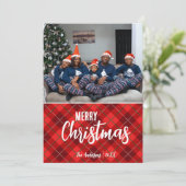 Rustikales Land Kariert Frohe Weihnachten Familie  (Stehend Vorderseite)