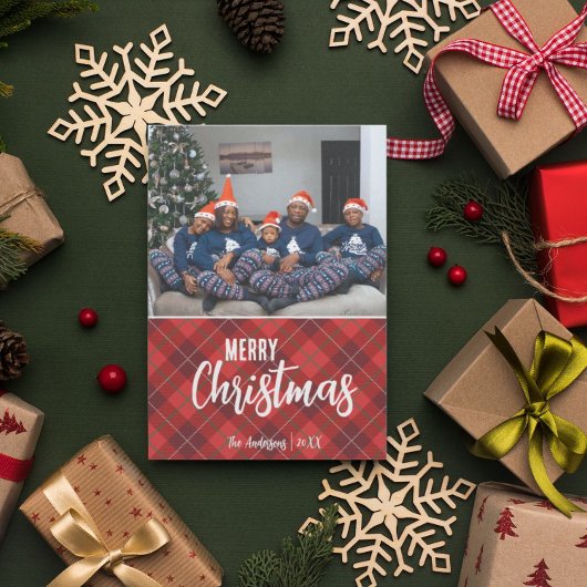 Rustikales Land Kariert Frohe Weihnachten Familie