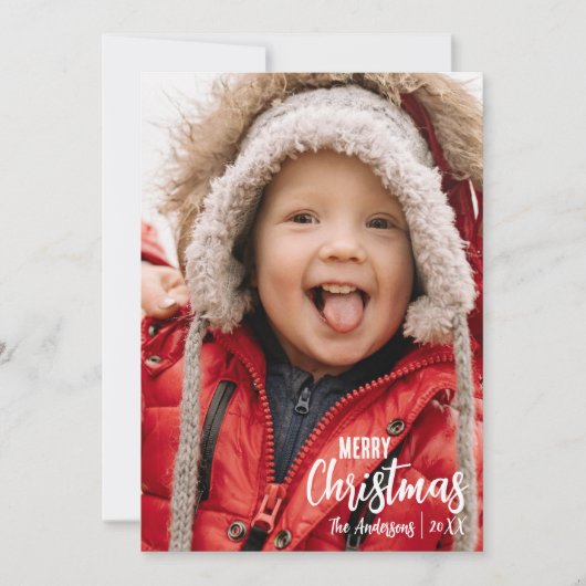 Rustikales Land Kariert Frohe Weihnachten Familie (Vorderseite)