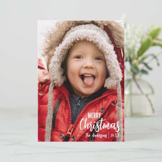 Rustikales Land Kariert Frohe Weihnachten Familie  (Stehend Vorderseite)