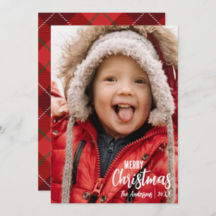 Rustikales Land Kariert Frohe Weihnachten Familie