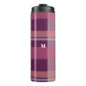Rustikales Land Kariert Tartan Muster Mit Monogram Thermosbecher (Vorderseite)