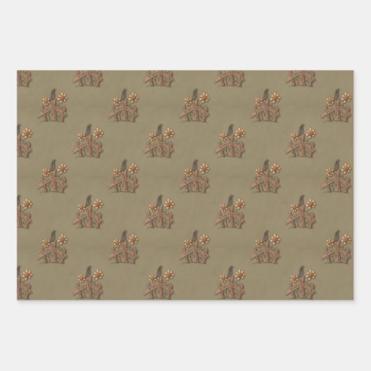 Rustikales Land Kariert und Krähen Geschenkpapier Set (Vorderseite 3)