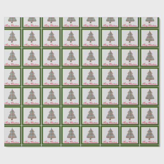 Rustikales Land Karierte Weihnachtsbaumfeier Geschenkpapier (Flach)