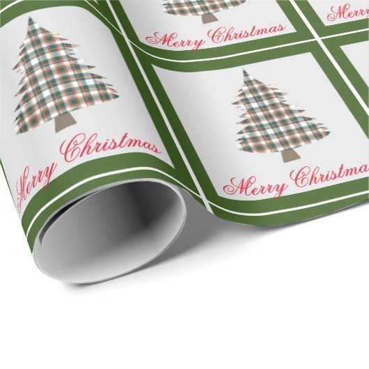 Rustikales Land Karierte Weihnachtsbaumfeier Geschenkpapier (Rolleneckpunkt)