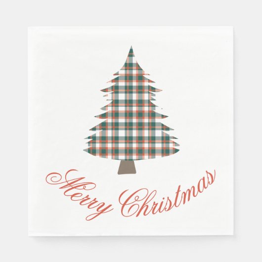 Rustikales Land Karierte Weihnachtsbaumfeier Serviette (Vorderseite)