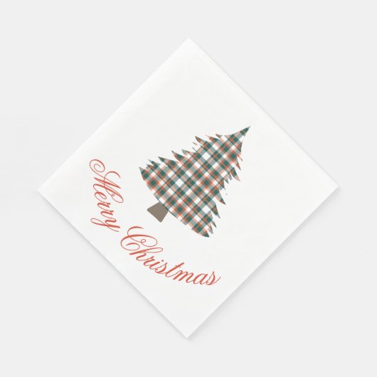 Rustikales Land Karierte Weihnachtsbaumfeier Serviette (Ecke)