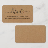 Rustikales Land Kraft Einfache Skriptdetails Begleitkarte (Vorne/Hinten)