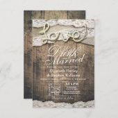 Rustikales Land Lace EAT Drink Verheiratet Hochzei Einladung (Vorne/Hinten)