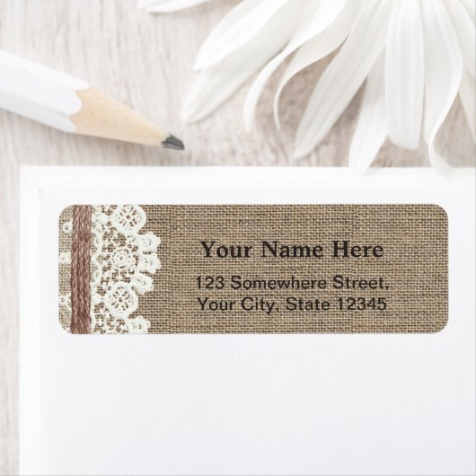 Rustikales Land Laked Burlap Twine Rücksendeadress (Insitu)