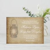 Rustikales Land Laterne Vintage Hochzeit Einladung (Stehend Vorderseite)