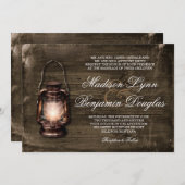 Rustikales Land Lattern Barn Wood Wedites Einladung (Vorne/Hinten)