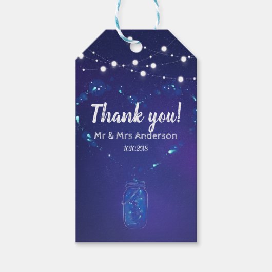 Rustikales Land Lichter Maurer Glas Hochzeit danke Geschenkanhänger (Vorderseite)