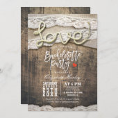 Rustikales Land Liebe Rope Lace Junggeselinnen-Abs Einladung (Vorne/Hinten)