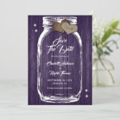 Rustikales Land Lila Mason Jar Wedding Save The Date (Stehend Vorderseite)