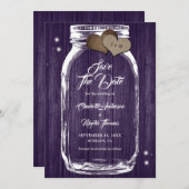 Rustikales Land Lila Mason Jar Wedding Save The Date (Vorne/Hinten)
