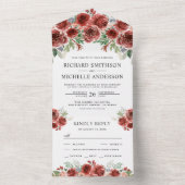 Rustikales Land Marsala Blumenblut Hochzeit All In One Einladung (Innen Boden)