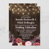 Rustikales Land Marsala Peony Hochzeit Einladungen (Vorne/Hinten)