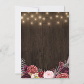 Rustikales Land Marsala Peony Hochzeit Einladungen (Rückseite)