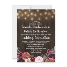 Rustikales Land Marsala Peony Hochzeit Einladungen