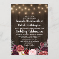 Rustikales Land Marsala Peony Hochzeit Einladungen