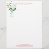 Rustikales Land Mason Jar Blume White Hydrangeas Briefbogen (Vorderseite)