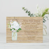 Rustikales Land Mason Jar Blume White Hydrangeas Einladung (Stehend Vorderseite)