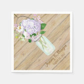 Rustikales Land Mason Jar Blume White Hydrangeas Serviette (Vorderseite)