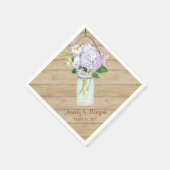 Rustikales Land Mason Jar Blume White Hydrangeas Serviette (Ecke)