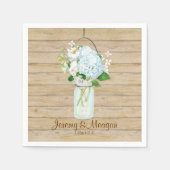 Rustikales Land Mason Jar Blume White Hydrangeas Serviette (Vorderseite)