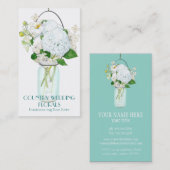 Rustikales Land Mason Jar Blume White Hydrangeas Visitenkarte (Vorne/Hinten)