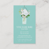 Rustikales Land Mason Jar Blume White Hydrangeas Visitenkarte (Rückseite)