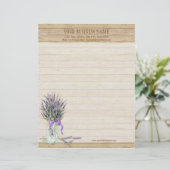 Rustikales Land Mason Jar French Lavender Bouquet Briefkopf (Stehend Vorderseite)