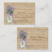 Rustikales Land Mason Jar French Lavender Bouquet Platzkarte (Vorne/Hinten)