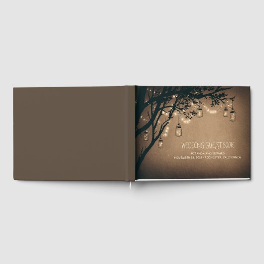 Rustikales Land Mason Jar Lichter Bäume Gästebuch (Voll)
