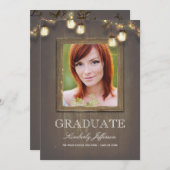 Rustikales Land Mason Jar Lights Foto Abschluss Einladung (Vorne/Hinten)