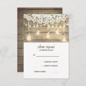 Rustikales Land Mason Jars Lights Lace Wood UAWG RSVP Karte (Vorne/Hinten)