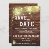 Rustikales Land Mason String Leuchten Save the Dat Einladung (Vorne/Hinten)