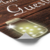 Rustikales Land Mason String Lights Gästebuchsigna Poster (Ecke)