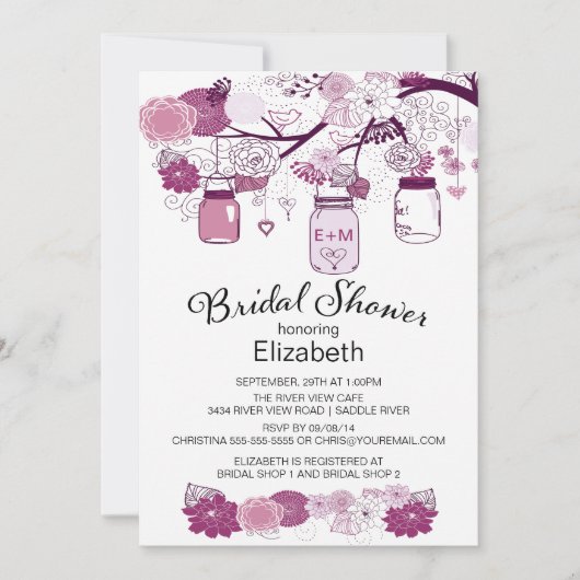 Rustikales Land-Maurer-Glas-Brautparty Einladung (Vorderseite)