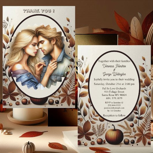 Rustikales Land Minimalistischer Fall Pumpkins Hoc Einladung