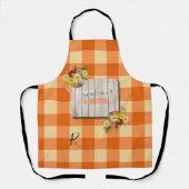 Rustikales Land mit Monogramm Orangengingham Schürze (Vorderseite)