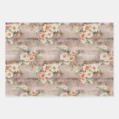Rustikales Land Not leidende Holzcreme Peach Flora Geschenkpapier Set (Vorderseite 2)