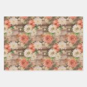 Rustikales Land Not leidende Holzcreme Peach Flora Geschenkpapier Set (Vorderseite)